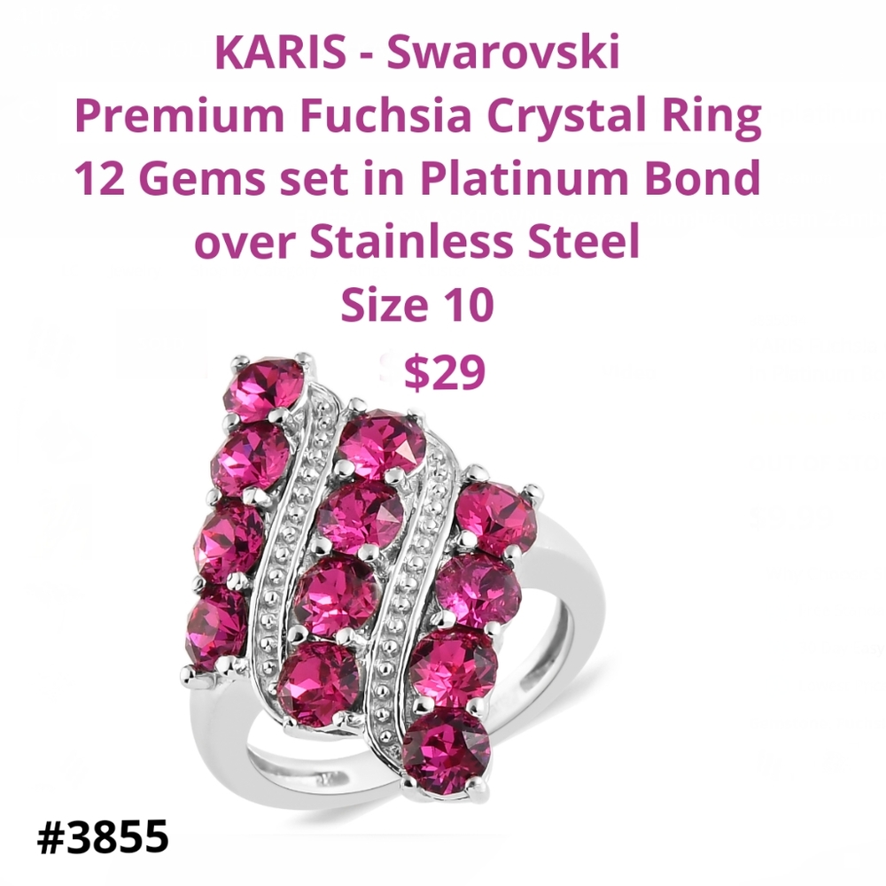 KARIS - Swarovski 12 Crystals Elongated Rings (x3),Platinum Bond, NOW $20.😍 ea.